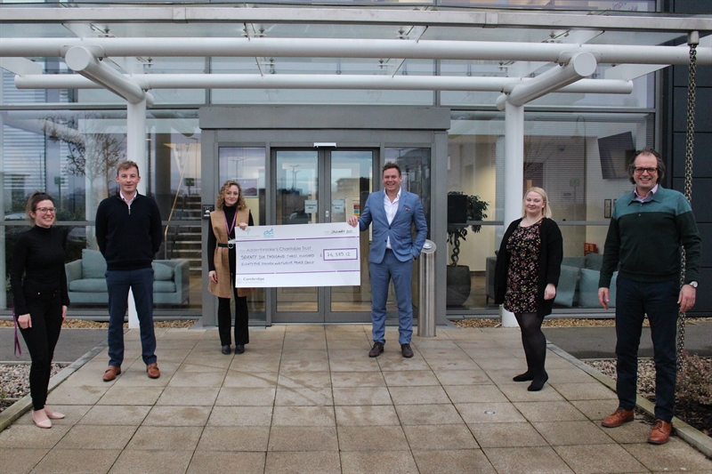 CC staff outside holding ACT fundraising cheque amount