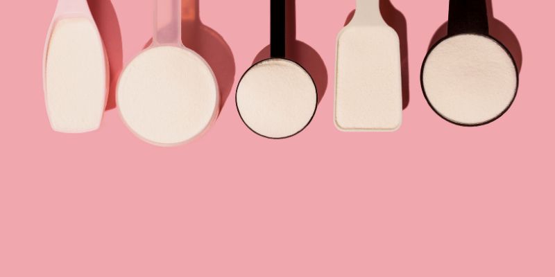 A assortment of spoons filled with collagen