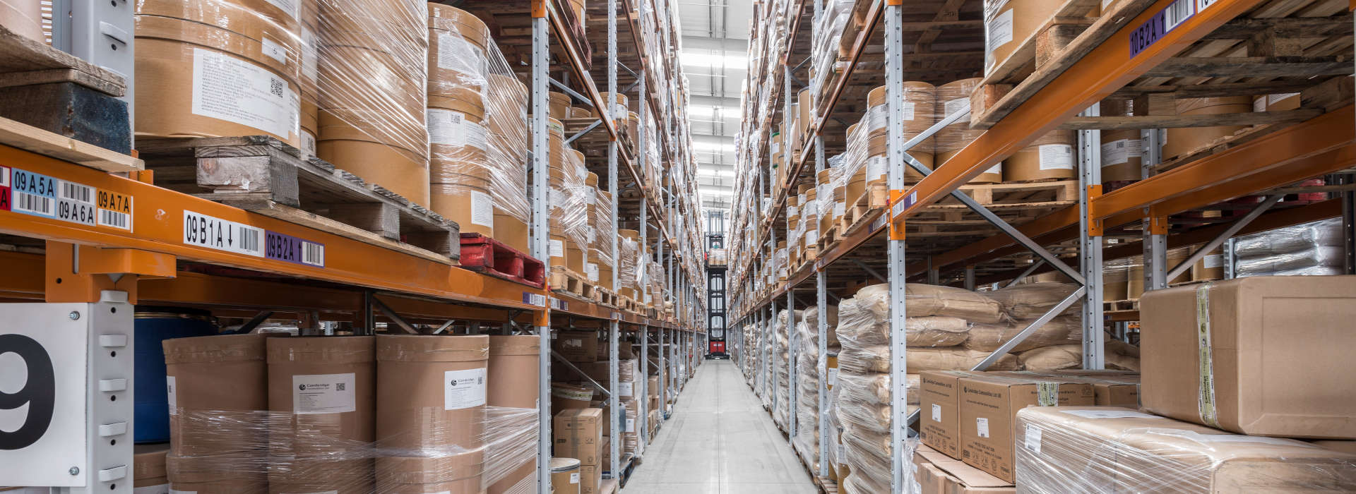 Cambridge Commodities warehouse filled with 2500 nutritional ingredients